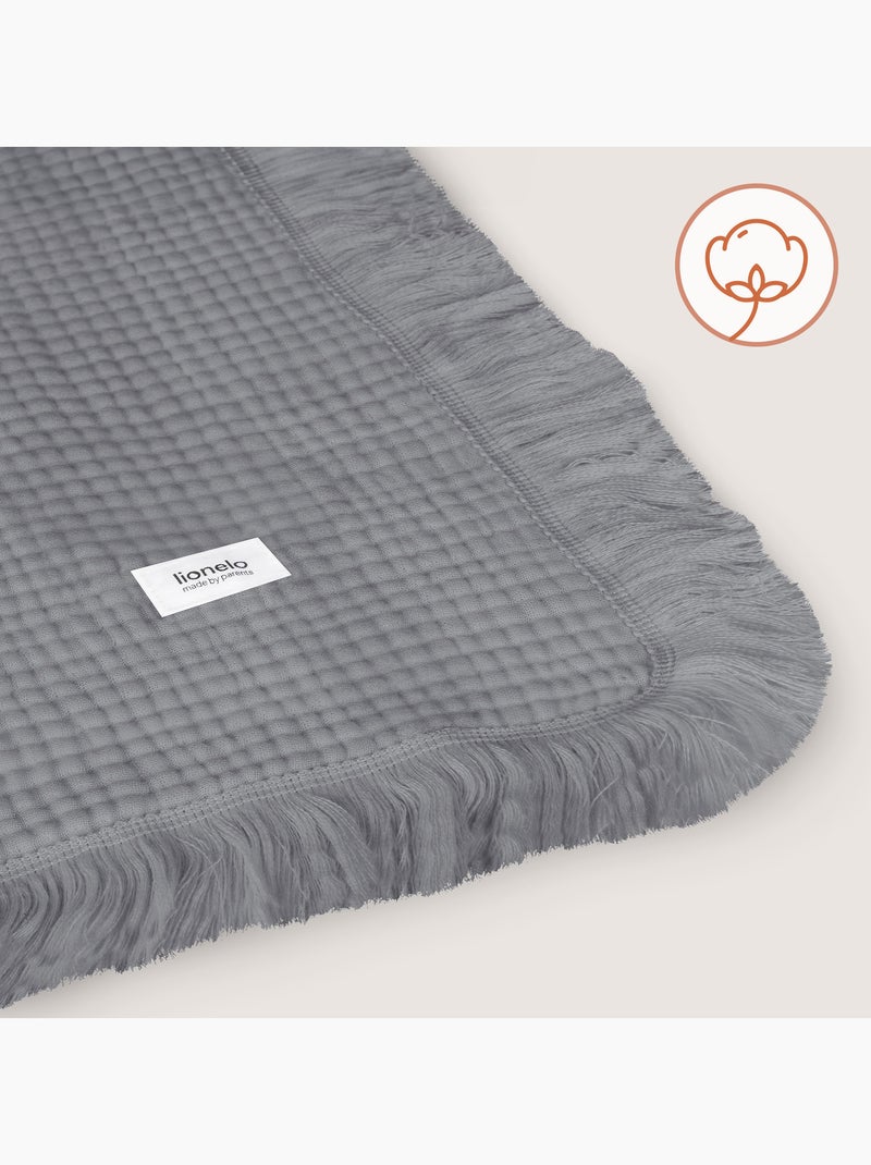 LIONELO Katoenen Babydeken - 70x100 cm - 100% Katoen - 280 g/m² Grijs - Kiabi