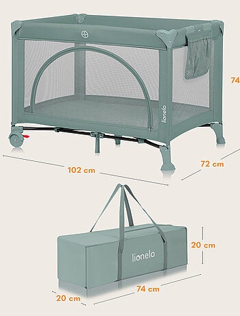 LIONELO Laura Reisbedje 3-in-1 - Babybox - Matras - Wieltjes - 0-36 Maanden