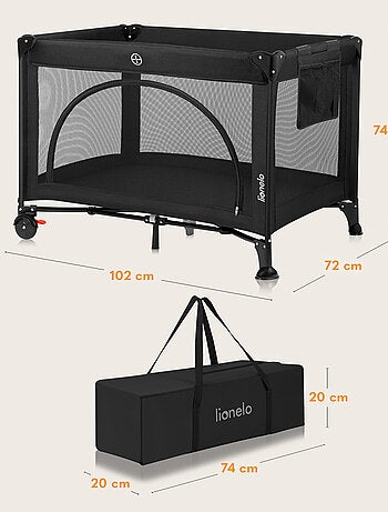 LIONELO Laura Reisbedje 3-in-1 - Babybox - Matras - Wieltjes - 0-36 Maanden