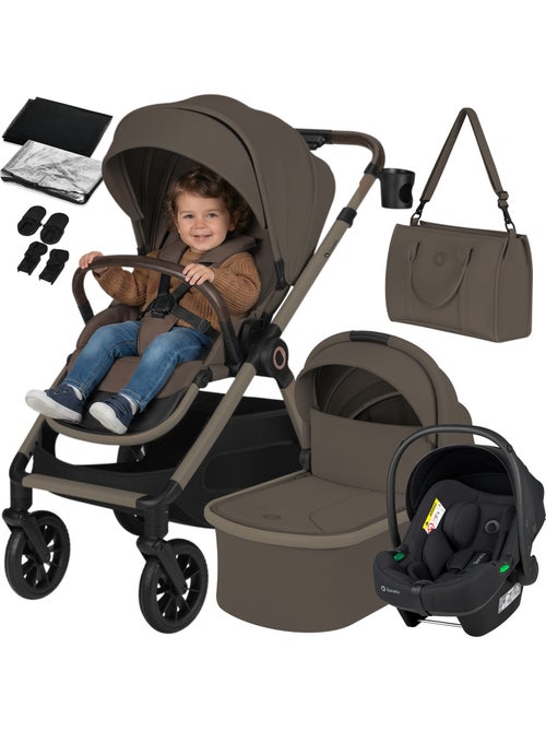 LIONELO Layla 3-in-1 Kinderwagen - Met Reiswieg, Autostoel en Accessoires - Tot 22 kg - Kiabi LIONELO Layla 3-in-1 Kinderwagen - Met Reiswieg, Autostoel en Accessoires - Tot 22 kg - Kiabi
