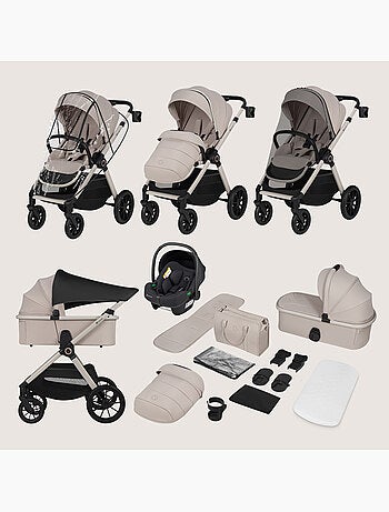 LIONELO Layla 3-in-1 kinderwagen - Set met kinderwagen, reiswieg, autostoeltje en accessoires