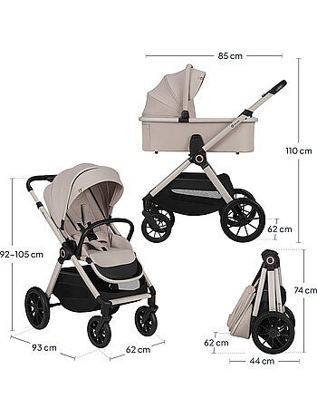 LIONELO Layla 3-in-1 kinderwagen - Set met kinderwagen, reiswieg, autostoeltje en accessoires