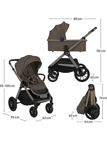 LIONELO Layla 3-in-1 kinderwagen - Set met kinderwagen, reiswieg, autostoeltje en accessoires