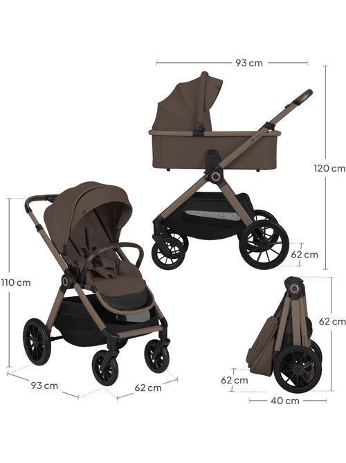 LIONELO Layla 3-in-1 kinderwagen - Set met kinderwagen, reiswieg, Cosi en accessoires - Tot 22 kg - Kiabi