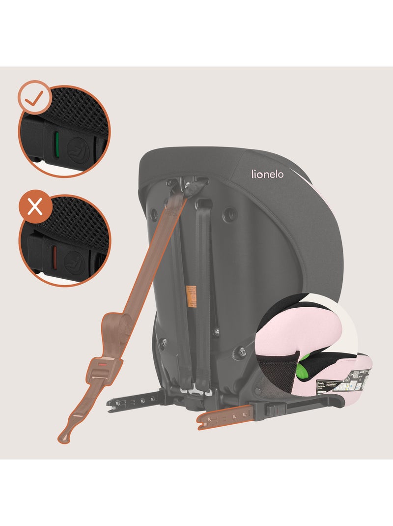 LIONELO Levi Fix i-Size Autostoeltje - ISOFIX - 76-150 cm - Groep 1/2/3 Zwart Roze - Kiabi