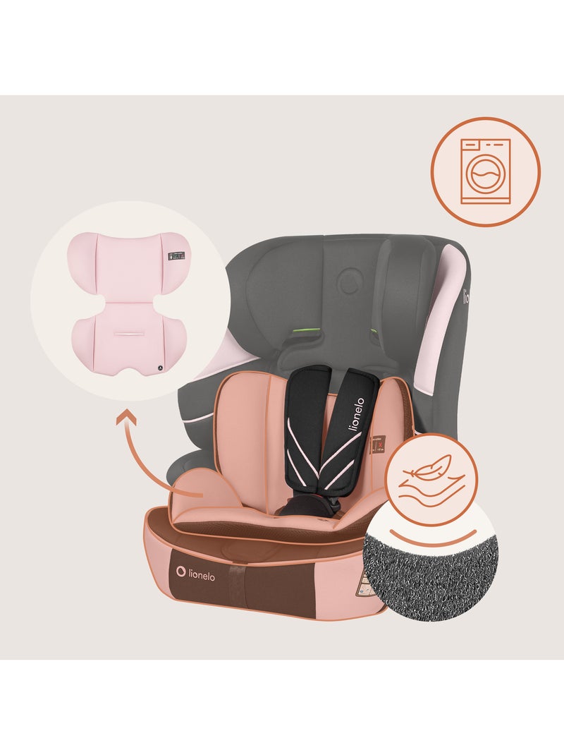 LIONELO Levi Fix i-Size Autostoeltje - ISOFIX - 76-150 cm - Groep 1/2/3 Zwart Roze - Kiabi