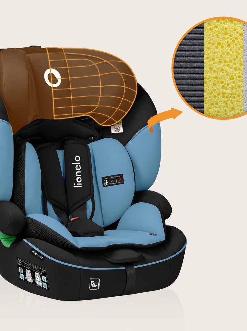 LIONELO Levi i-Size Autostoeltje - 76-150 cm - Groep 1/2/3 Blauw Zwart - Kiabi