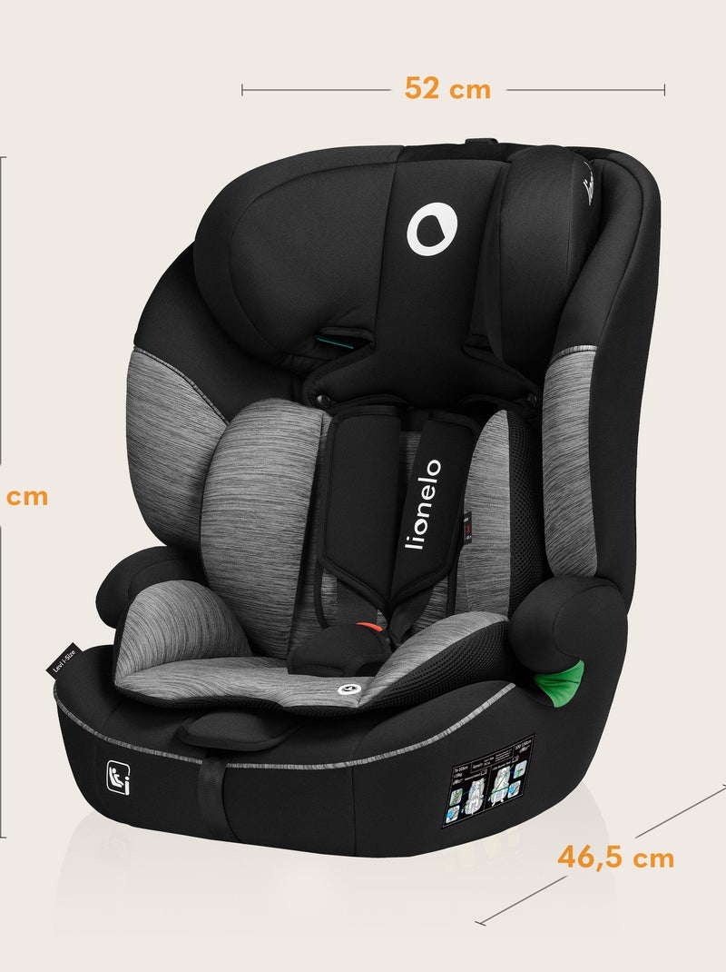 LIONELO Levi i-Size Autostoeltje - 76-150 cm - Groep 1/2/3 Zwart Grijs - Kiabi