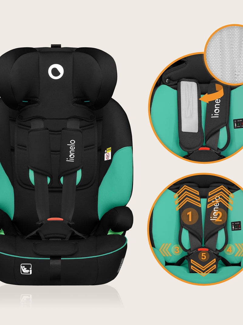 LIONELO Levi i-Size Autostoeltje - 76-150 cm - Groep 1/2/3 Zwart Groen - Kiabi