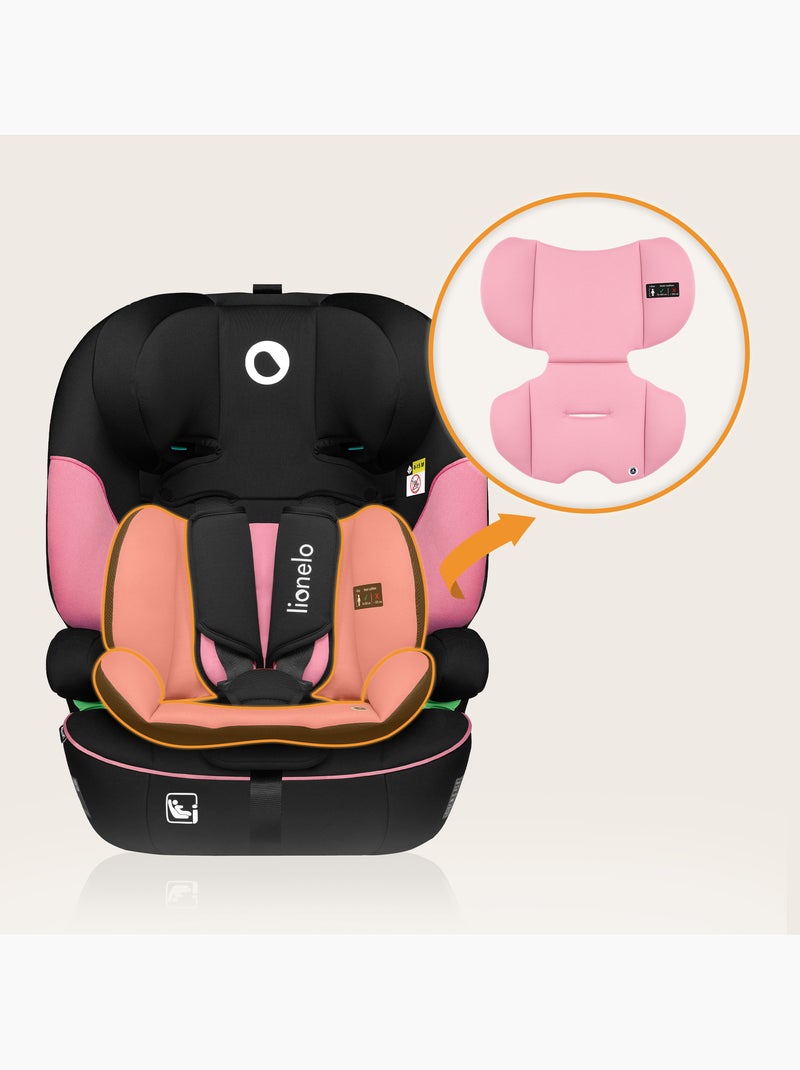 LIONELO Levi i-Size Autostoeltje - 76-150 cm - Groep 1/2/3 Zwart Roze - Kiabi