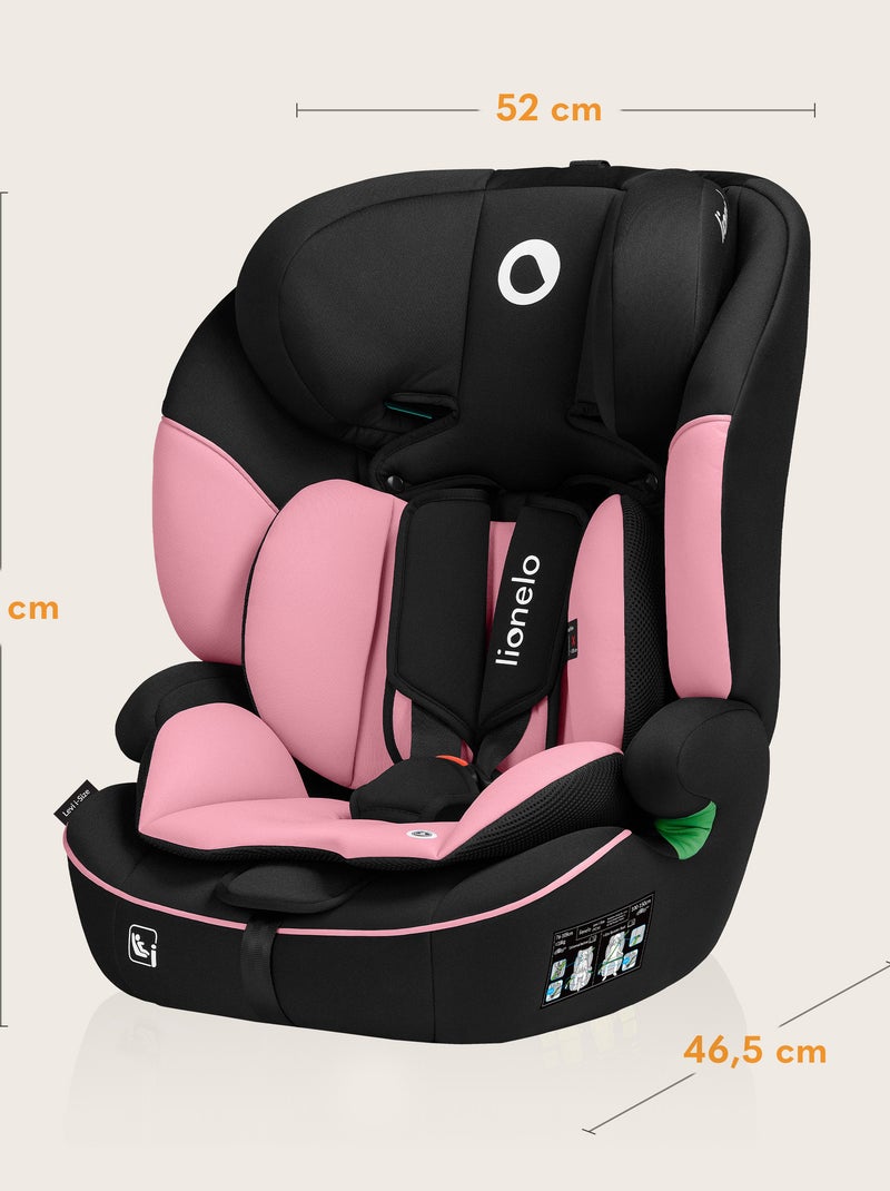 LIONELO Levi i-Size Autostoeltje - 76-150 cm - Groep 1/2/3 Zwart Roze - Kiabi