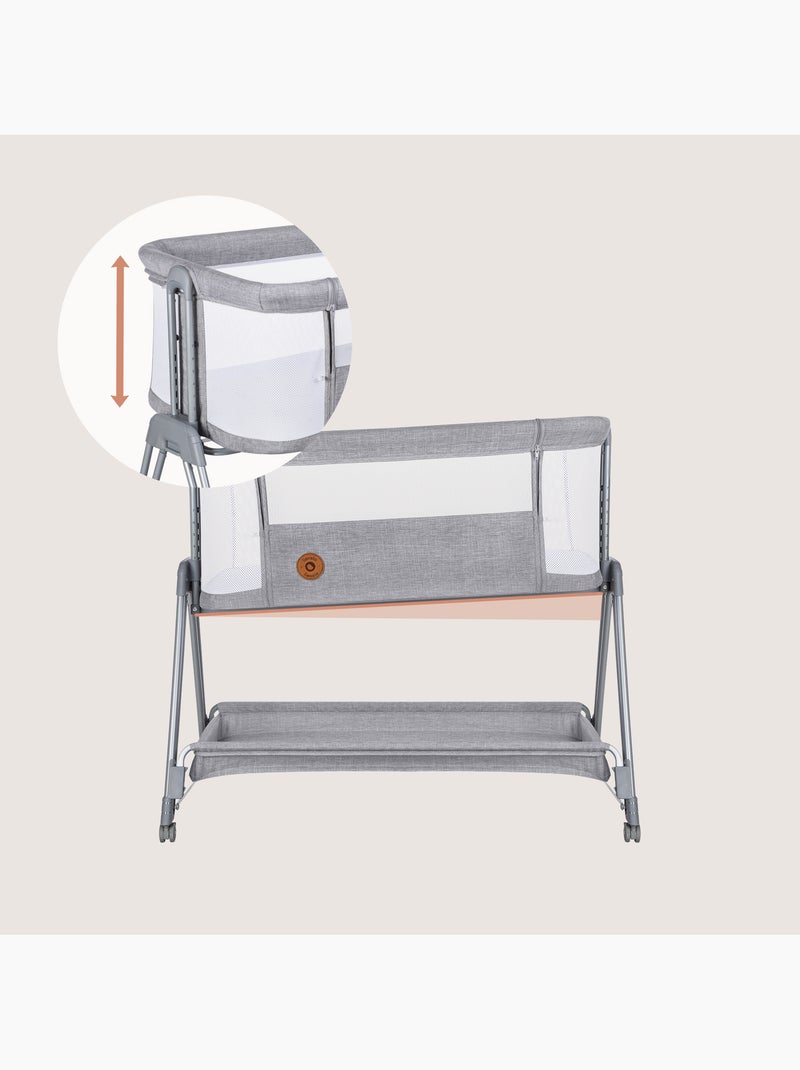 LIONELO Luna 3-in-1 Aanschuifbedje - Wieg - Verstelbare Hoogte en Helling - Inclusief Matras Grijs - Kiabi