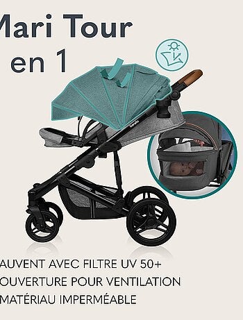 LIONELO Mari Tour 2-in-1 kinderwagen - Grote wielen - Regenhoes en meer