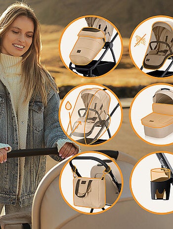 LIONELO Meril 3-in-1 kinderwagen - Met reiswieg, autostoel, tas en accessoires