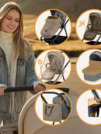 LIONELO Meril 3-in-1 kinderwagen - Met reiswieg, autostoel, tas en accessoires
