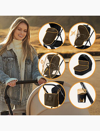 LIONELO Meril 3-in-1 kinderwagen - Met reiswieg, autostoel, tas en accessoires