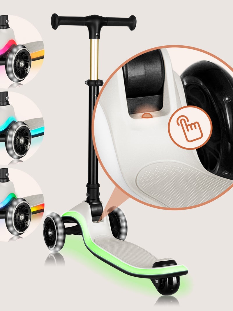 LIONELO Mey 3-Wiel Step - Lichtgevende Wielen - Inklapbaar - Verstelbaar - Mandje Beige - Kiabi