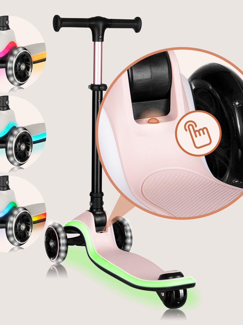 LIONELO Mey 3-Wiel Step - Lichtgevende Wielen - Inklapbaar - Verstelbaar - Mandje Roze - Kiabi