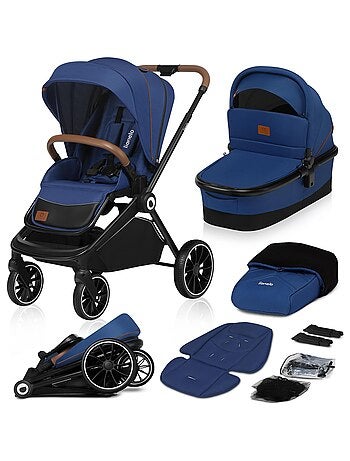 LIONELO Mika 2-in-1 kinderwagen - Met reiswieg en accessoires - Grote wielen
