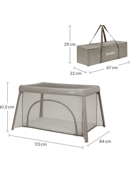 LIONELO Mila 2-in-1 reisbedje - Ultralicht - Babybedje - Matras van 4 cm - Inclusief tas - Kiabi