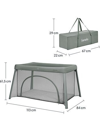 LIONELO Mila 2-in-1 reisbedje - Ultralicht - Babybedje - Matras van 4 cm - Inclusief tas