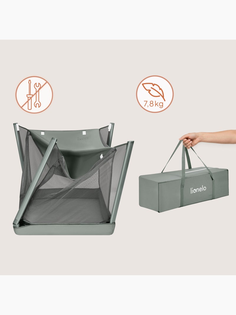 LIONELO Mila 2-in-1 reisbedje - Ultralicht - Babybedje - Matras van 4 cm - Inclusief tas Groen - Kiabi