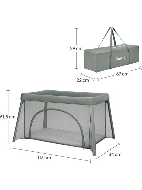 LIONELO Mila 2-in-1 reisbedje - Ultralicht - Babybedje - Matras van 4 cm - Inclusief tas - Kiabi