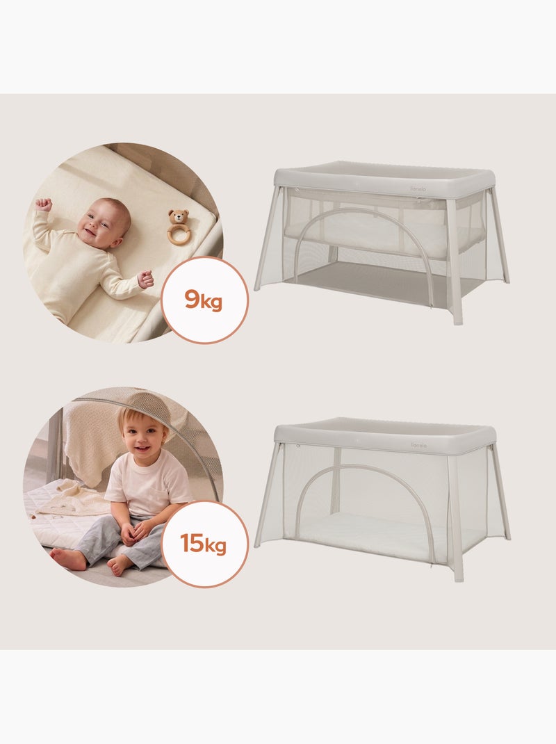 LIONELO Mila 2-in-1 reisbedje - Ultralicht - Babybedje - Matras van 4 cm - Inclusief tas Zandbeige - Kiabi