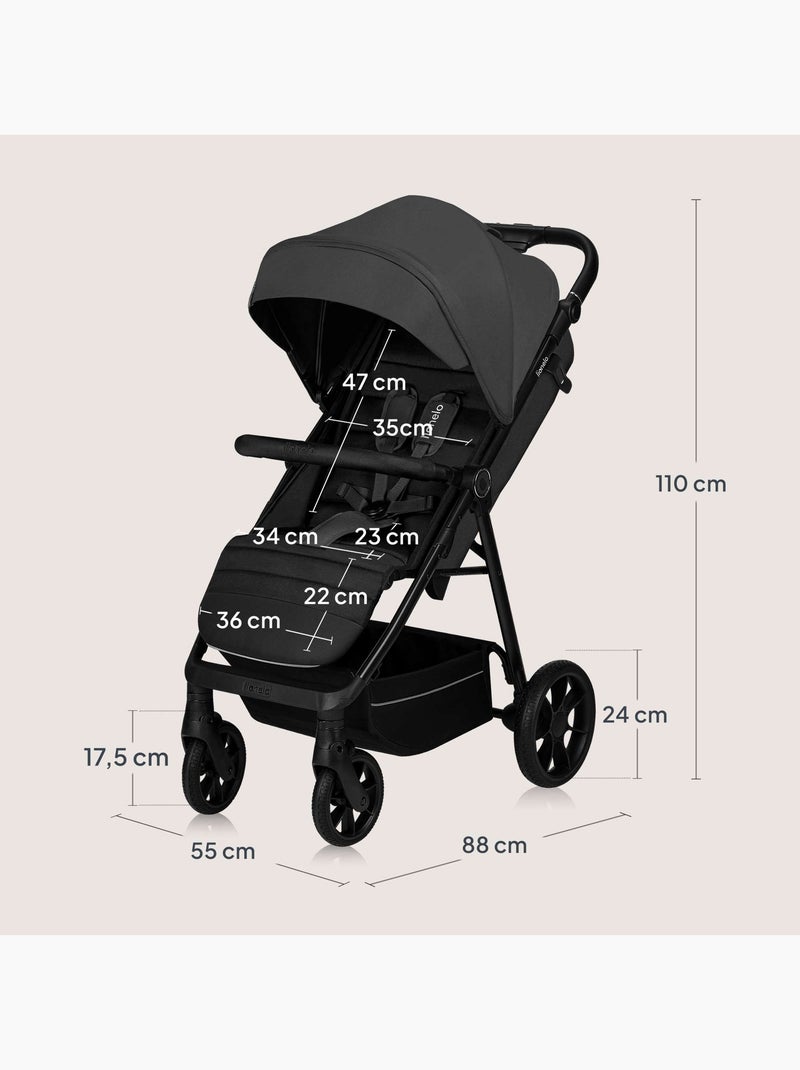 LIONELO Mira all-terrain kinderwagen - Tot 22 kg - Groot zitoppervlak - Grote wielen Grijs - Kiabi