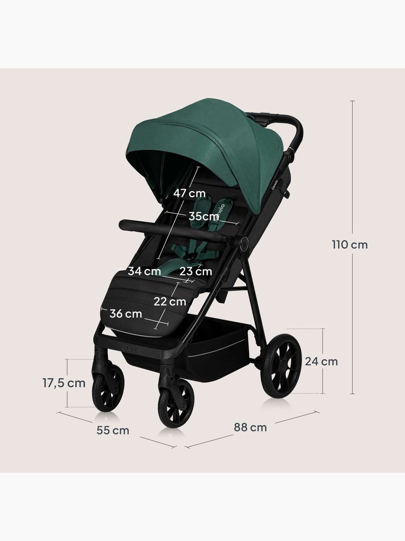 LIONELO Mira all-terrain kinderwagen - Tot 22 kg - Groot zitoppervlak - Grote wielen Groen - Kiabi