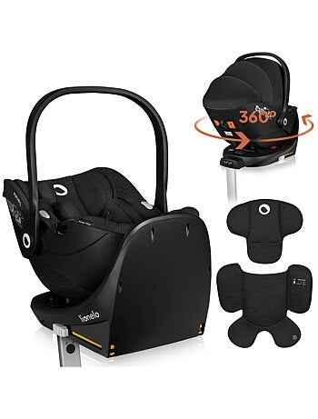 LIONELO Moxie i-Size Set Autostoel met 360° Base - ISOFIX - Bamboestof - 40-87 cm