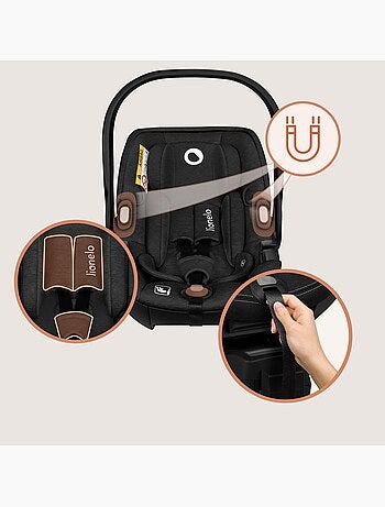 LIONELO Moxie i-Size Set Autostoel met 360° Base - ISOFIX - Bamboestof - 40-87 cm