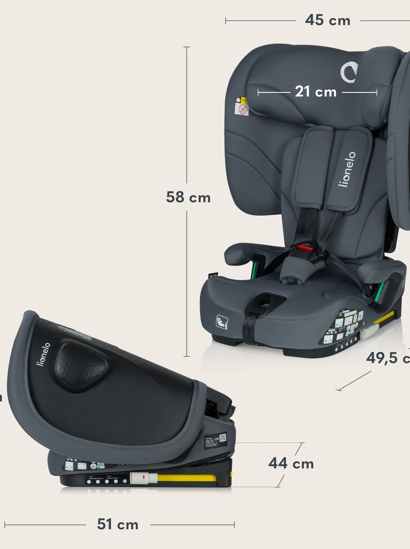 LIONELO Nelly i-Size Autostoeltje - ISOFIX - Inklapbaar - TopTether - 76-150 cm Grijs - Kiabi