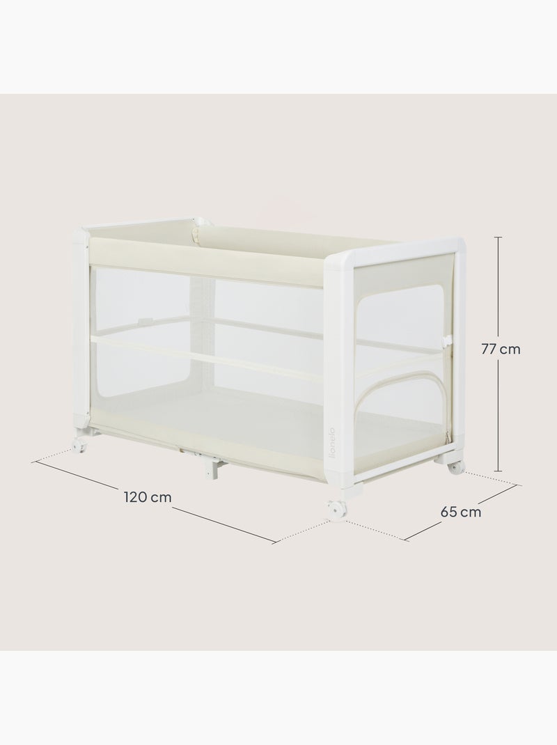 LIONELO Patty 5-in-1 Co-Sleeper - Reisbed & Box - Inklapbaar - Matras - Wieltjes Beige - Kiabi