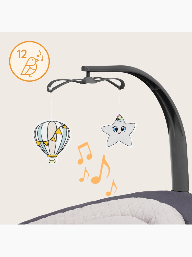 LIONELO Ralf - Transat et Balancelle Électrique Bébé - Ttélécommande - 5 vitesses de balancement Gris Beige - Kiabi