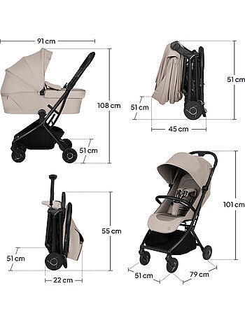 LIONELO Sia 2-in-1-kinderwagen - Ultralicht - Compact pakket - Reiswieg - Regenhoes - Hor