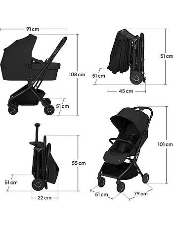 LIONELO Sia 2-in-1-kinderwagen - Ultralicht - Compact pakket - Reiswieg - Regenhoes - Hor