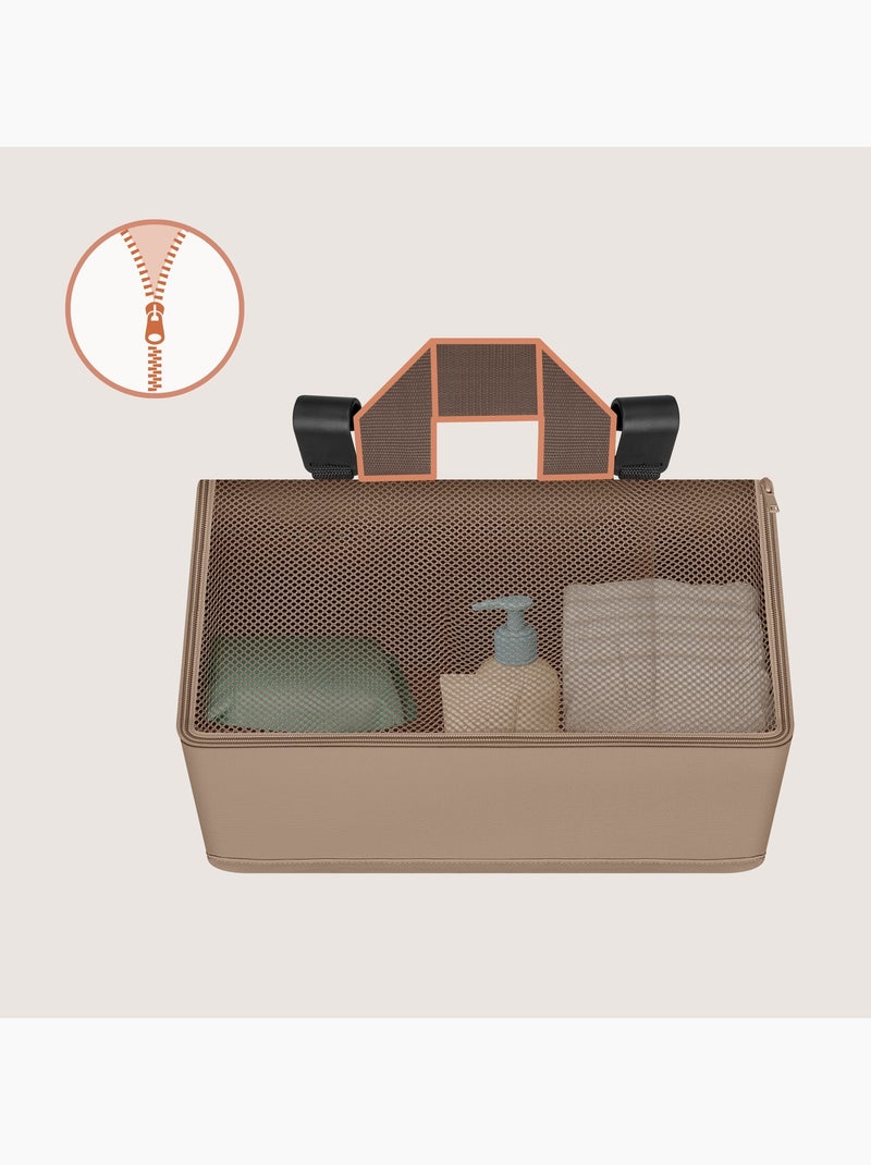 LIONELO Sidepocket Hangende Bedorganizer - Waterdicht - 3 Vakken - Met Ritssluiting Beige - Kiabi