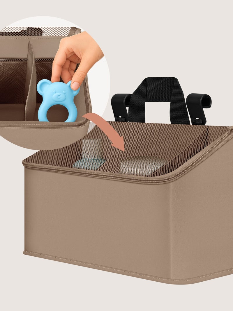 LIONELO Sidepocket Hangende Bedorganizer - Waterdicht - 3 Vakken - Met Ritssluiting Beige - Kiabi