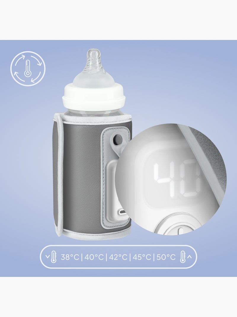 LIONELO Thermup Go Draagbare Flessenwarmer - USB - Houdt Warm tot 24u - BPA-vrij Grijs - Kiabi