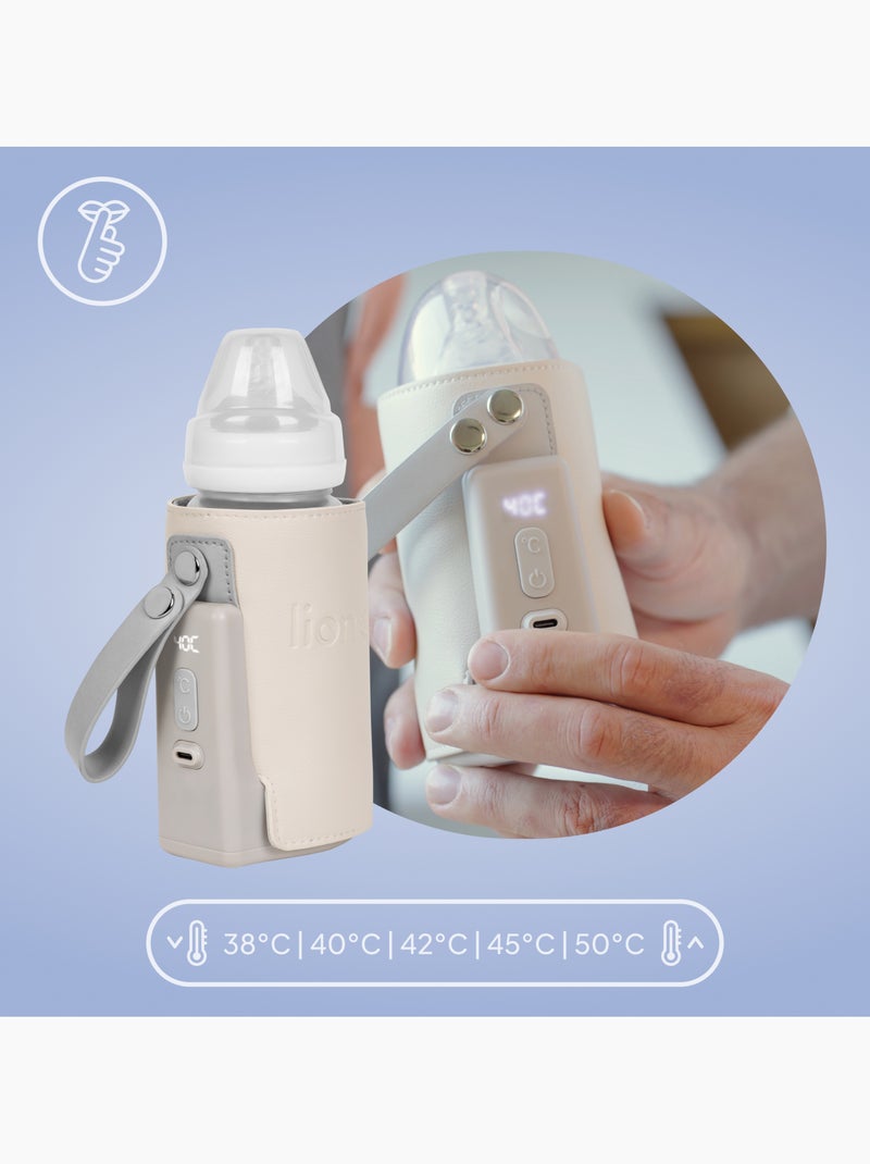 LIONELO Thermup Go Plus Draagbare Flessenwarmer - BPA-vrij - 38-50°C - Accu tot 8u Beige - Kiabi