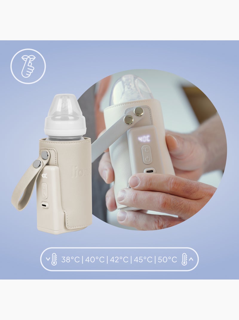 LIONELO Thermup Go Plus Draagbare Flessenwarmer - BPA-vrij - 38-50°C - Accu tot 8u Klei-beige - Kiabi