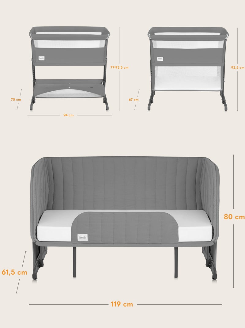 LIONELO Thomi Plus 5-in-1 bed – Co-sleeper – Wieg – Box – Slaapbank – Tot 100 kg Grijs - Kiabi
