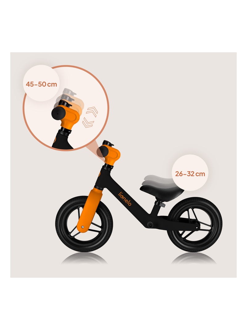 LIONELO Toni Loopfiets - Lichtgewicht - Vanaf 18 Maanden - Verstelbaar Stuur Zwart Oranje - Kiabi