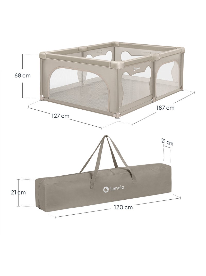 LIONELO Willow-box met mat - 187 x 127 cm - Goede isolatie tegen de vloer - Dubbelzijdige mat Beige - Kiabi