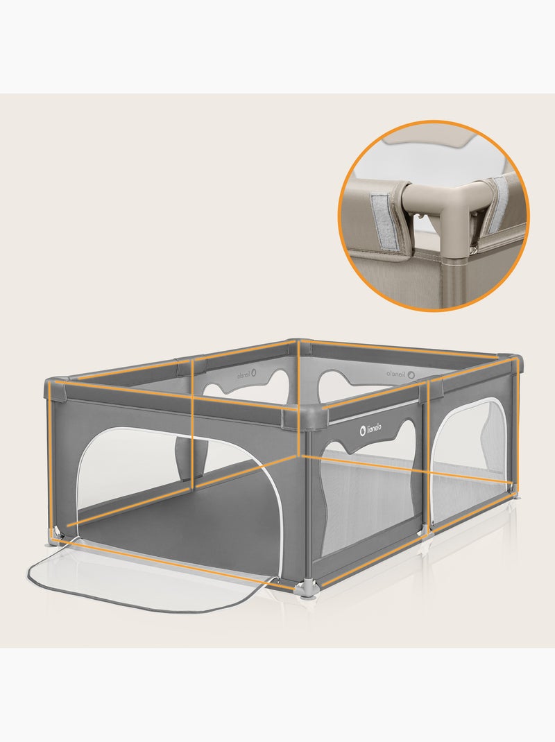 LIONELO Willow-box met mat - 187 x 127 cm - Goede isolatie tegen de vloer - Dubbelzijdige mat Grijs - Kiabi