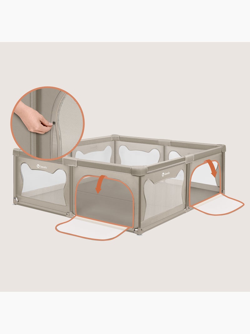LIONELO Willow Grondbox - Ruim Formaat - Gaas Wanden - Veiligheidsnet Beige - Kiabi