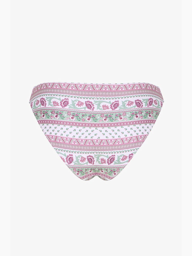 Liriane bikinibroekje met bloemenprint en middelhoge taille penti Wit Roze - Kiabi