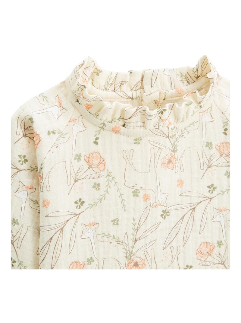 Lison kinderblouse van katoenen gaas. Ecru - Kiabi