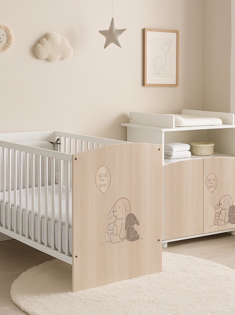 Lit 120x60 à barreaux décor bois - babyprice Beige - Kiabi